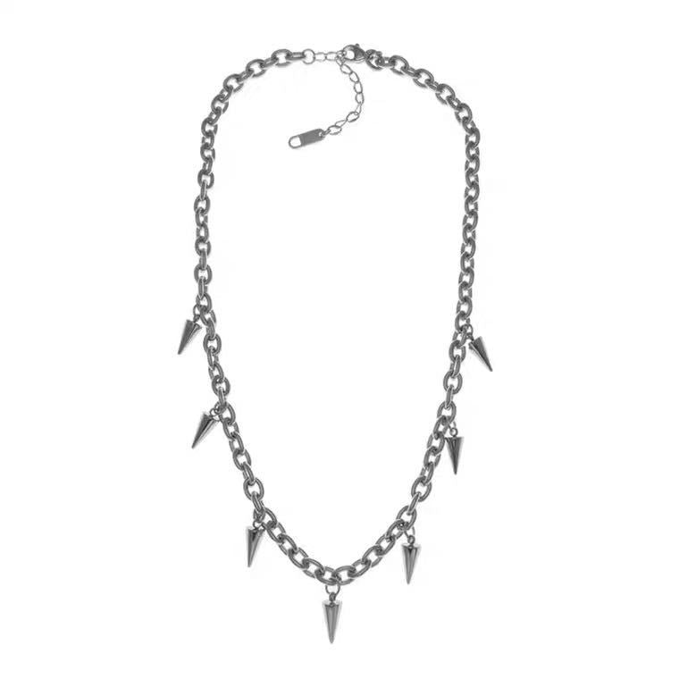 Necklace - Rivets (Stainless Steel) - Wolf Moon