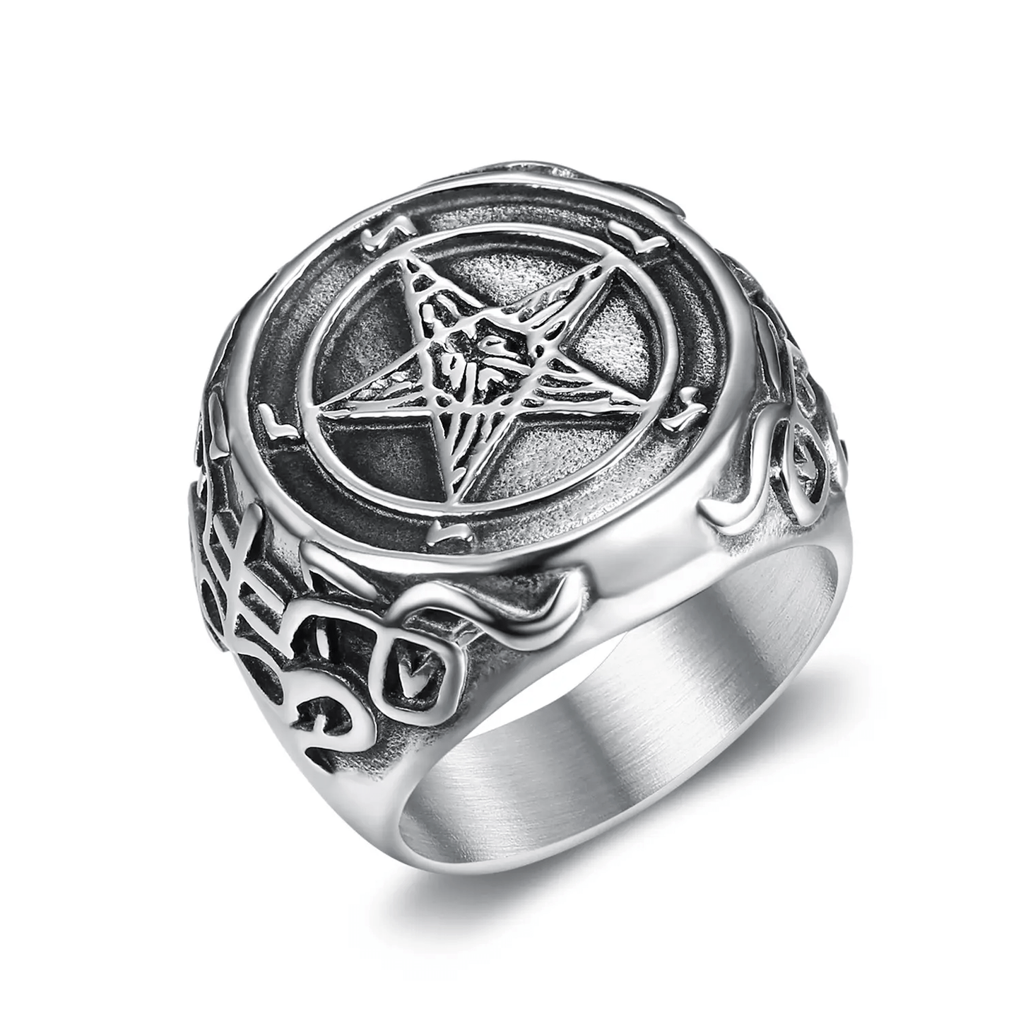 Ring - Baphomet Pentacle (Stainless Steel) - Wolf Moon