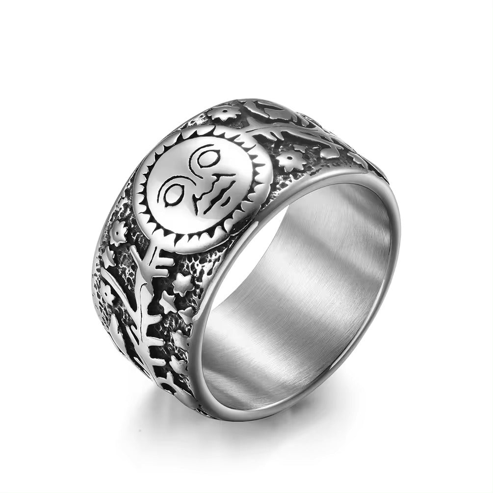 Ring - Solar (Stainless Steel) (Silver) - Wolf Moon