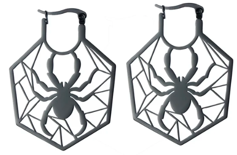Earring - Spiders Lace (Black) (Stainless Steel) - Wolf Moon