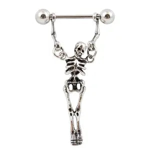 Nipple - Hanging Skeleton / Surgical Steel / 14g - Wolf Moon