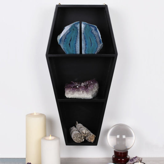 Wooden Coffin Shelf - Wolf Moon