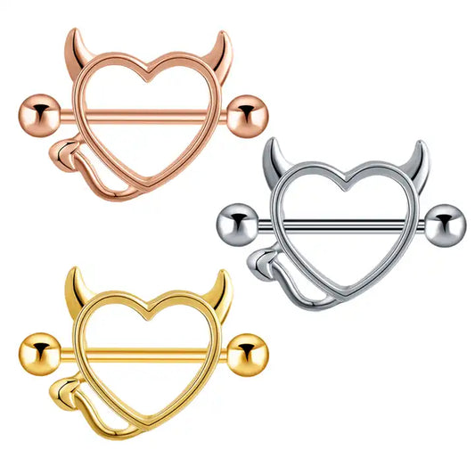 Nipple - Devil Heart Large / Stainless Steel / 14g - Wolf Moon