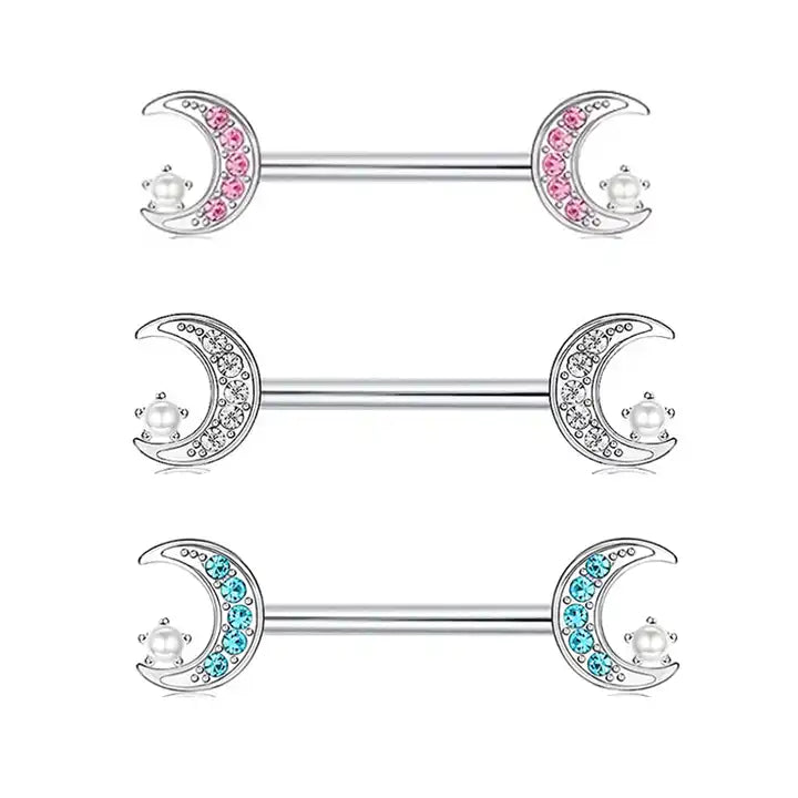 Nipple - Double Moon / Stainless Steel / 14g - Wolf Moon