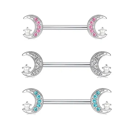 Nipple - Double Moon / Stainless Steel / 14g - Wolf Moon