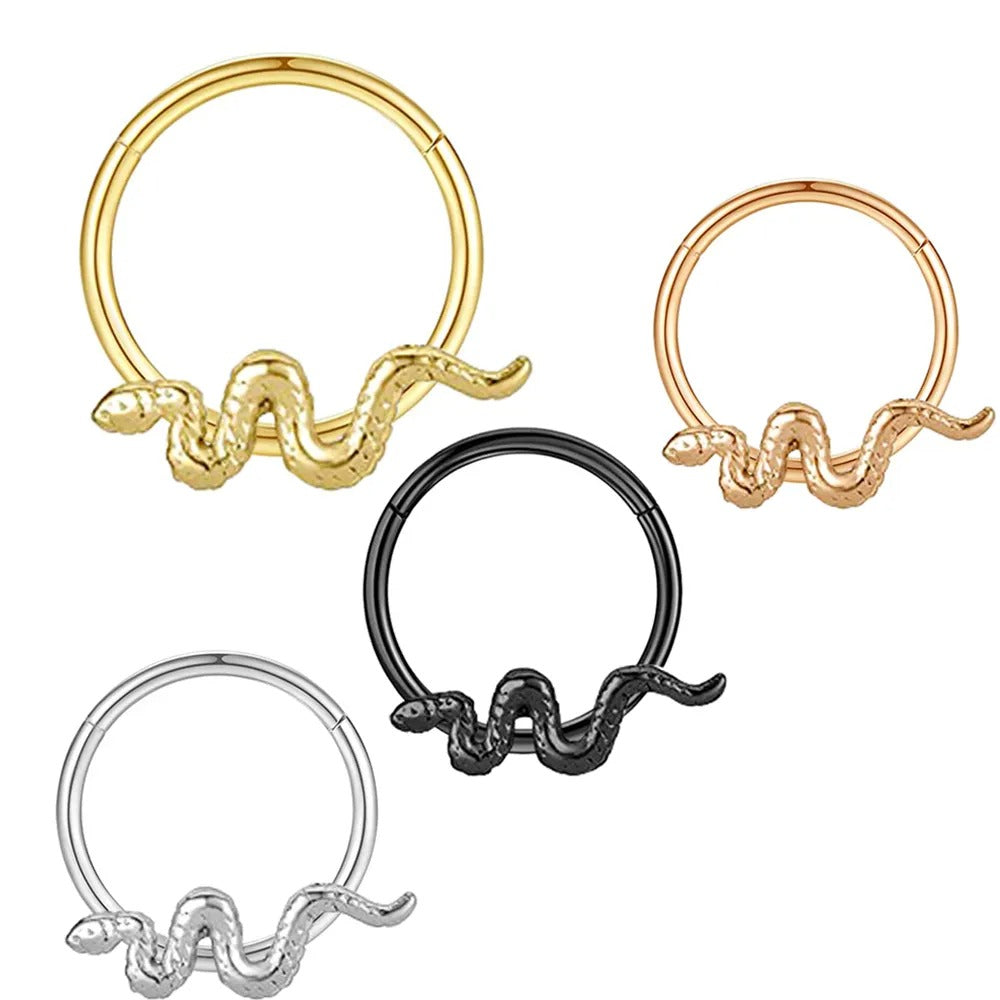Septum - Snake Septum Clicker (16g) (Stainless Steel) - Wolf Moon
