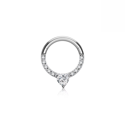 Septum - Jeweled Heart 16G (F136 Titanium)