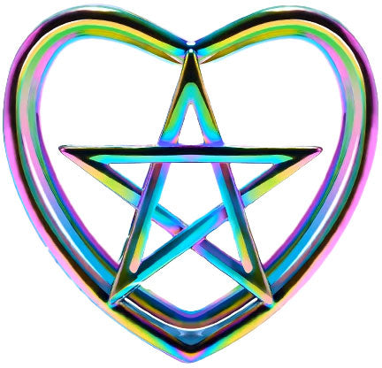 Plug - Pentagram Heart (Stainless Steel) - Wolf Moon