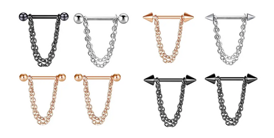Nipple - Bar & Chain / Stainless Steel / 14g - Wolf Moon