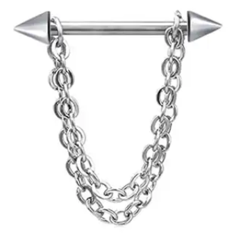 Nipple - Bar & Chain / Stainless Steel / 14g - Wolf Moon