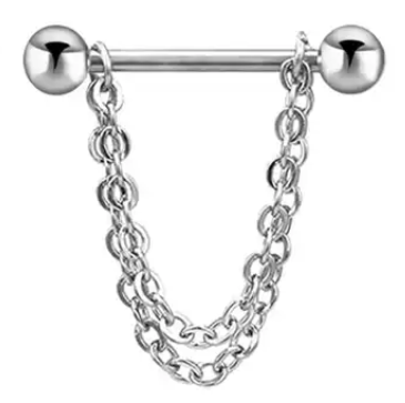 Nipple - Bar & Chain / Stainless Steel / 14g - Wolf Moon