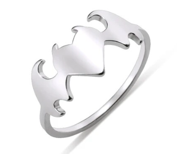 Ring - Devil Heart Bat Wings (Silver) (Stainless Steel) - Wolf Moon