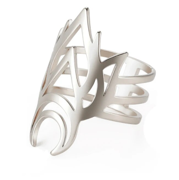 Ring - Scarab Moon (Silver) (Stainless Steel) - Wolf Moon