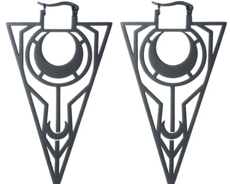 Earring - Lunar Geometry (Black) (Stainless Steel) - Wolf Moon