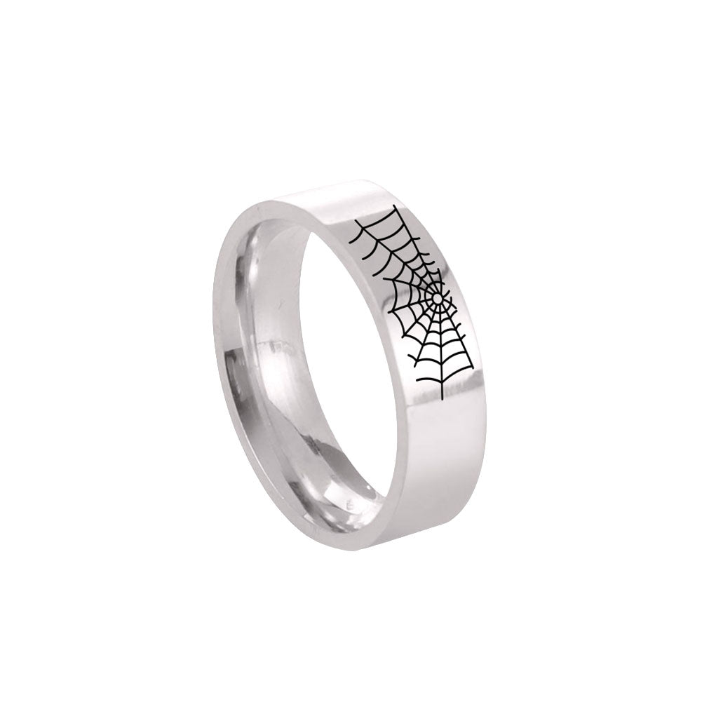 Ring - Spiderweb Ring (Stainless Steel) - Wolf Moon