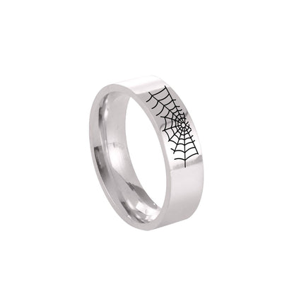 Ring - Spiderweb Ring (Stainless Steel) - Wolf Moon
