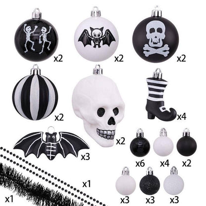 Halloween Skeleton Black and White Ornament Set - Wolf Moon