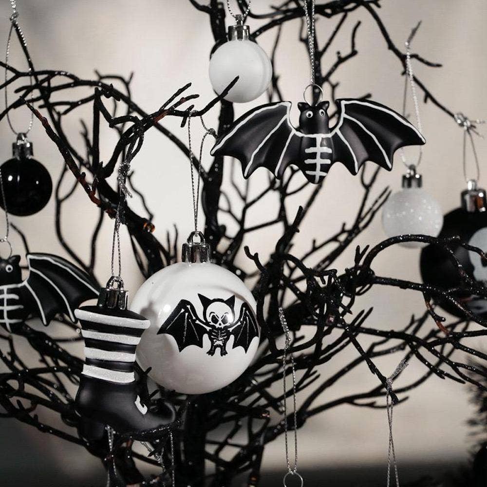 Halloween Skeleton Black and White Ornament Set - Wolf Moon