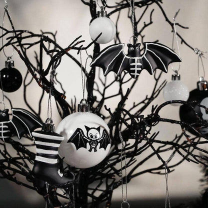 Halloween Skeleton Black and White Ornament Set - Wolf Moon