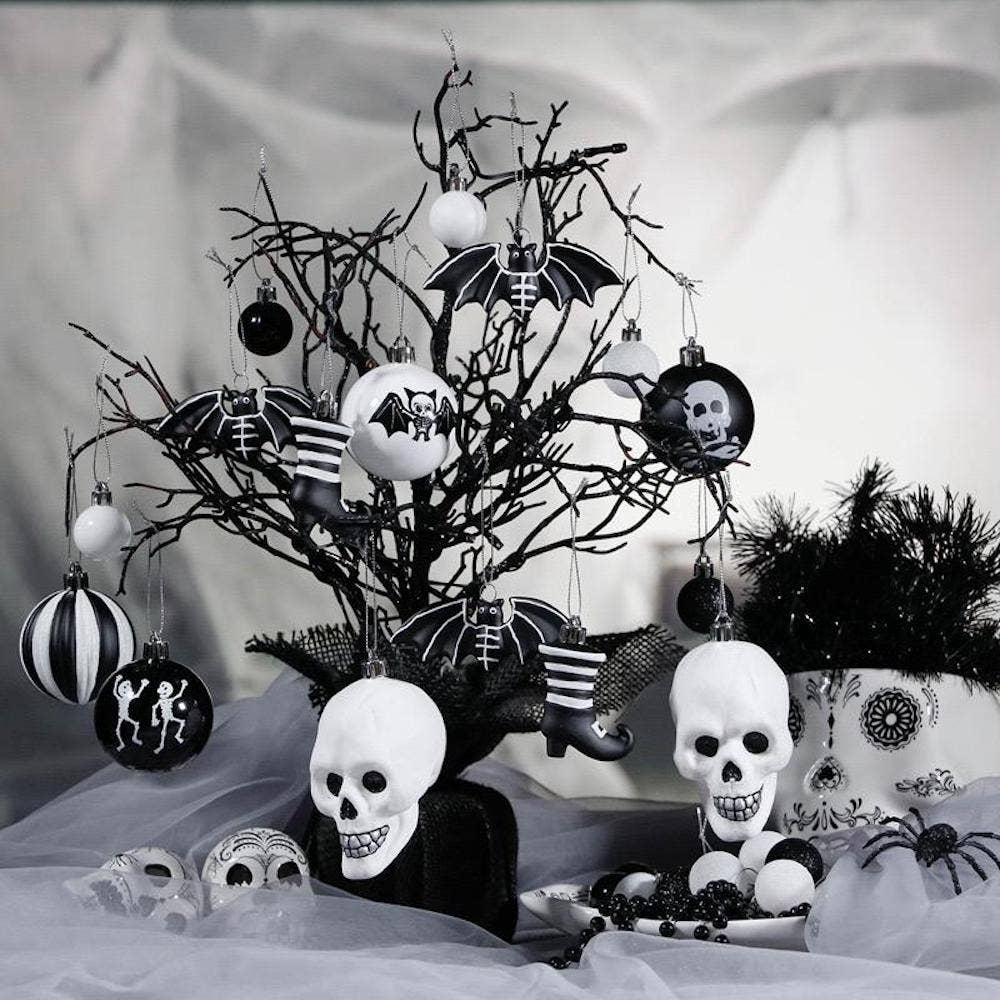 Halloween Skeleton Black and White Ornament Set - Wolf Moon