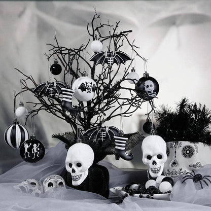 Halloween Skeleton Black and White Ornament Set - Wolf Moon