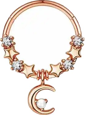 Septum - Star & Moon Dangle (16g) (Stainless Steel)