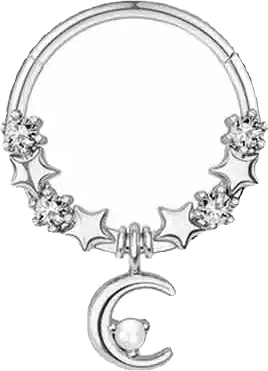 Septum - Star & Moon Dangle (16g) (Stainless Steel)