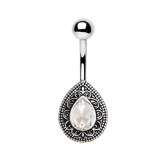 Navel - Ornate Teardrop (316L Stainless Steel)