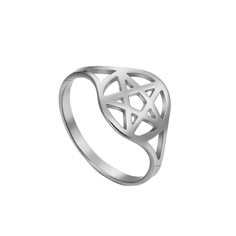 Ring - Pentacle (Stainless Steel) - Wolf Moon