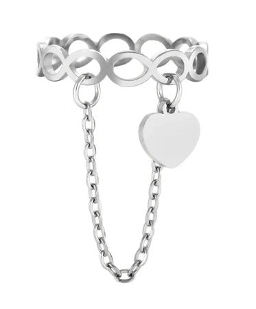 Ring - Heart Chain (Stainless Steel) - Wolf Moon