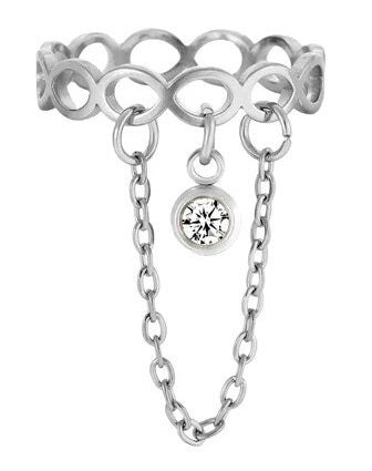Ring - CZ Chain (Stainless Steel) - Wolf Moon
